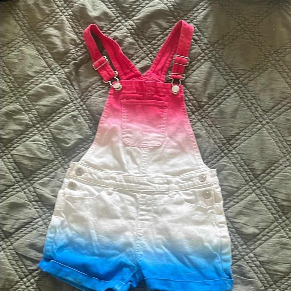 Girls Red, White and Blue Ombre Overall shorts